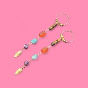 Chic Gold and Multicolor Beaded Earrings